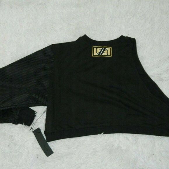 LF Sweatshirt  Black Cropped Oversize One Sleeve - Picture 6 of 9